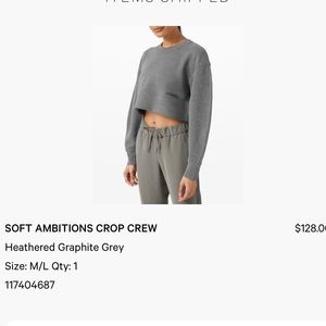 Lululemon soft ambitions crop crew